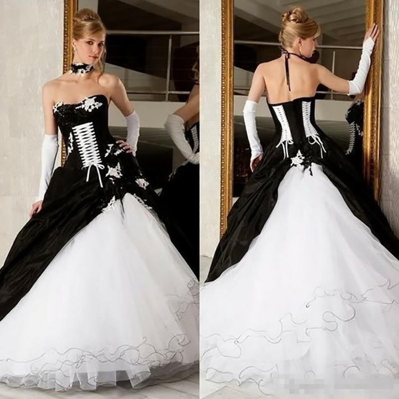 Bridal Sash Ribbon - تخصيص خمر فساتين الزفاف أبيض وأسود