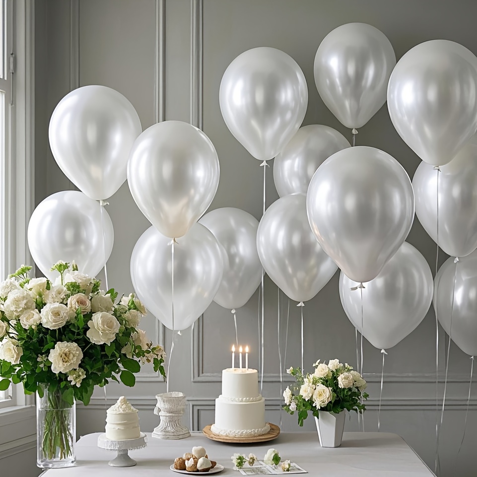 Wedding Ceremony Supply - مجموعة بالونات بيضاء لؤلؤية، مناسبة لأعياد