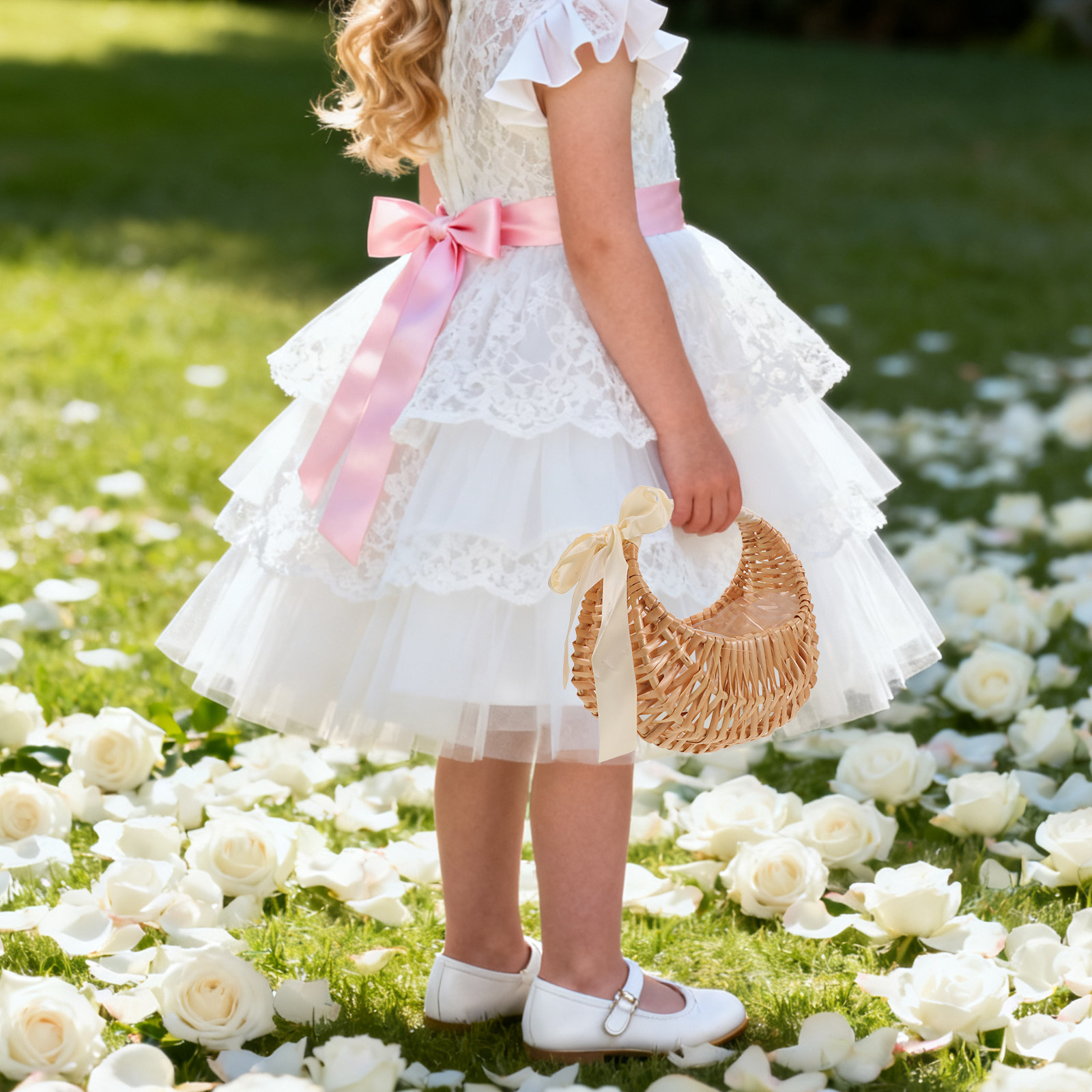 Wedding Ceremony Supply - سلة زهور للفتيات مصنوعة يدويًا من