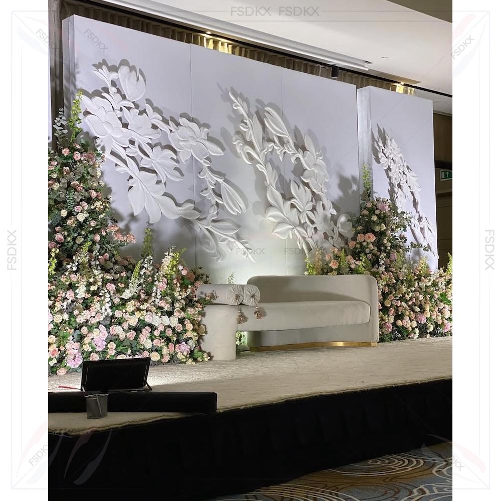 Supplier Wedding - خلفية قوس زفاف بيضاء ثلاثية الأبعاد