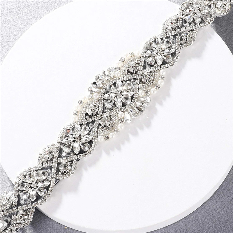 Bridal Sash Ribbon - حزام فستان الزفاف مع أحجار الراين