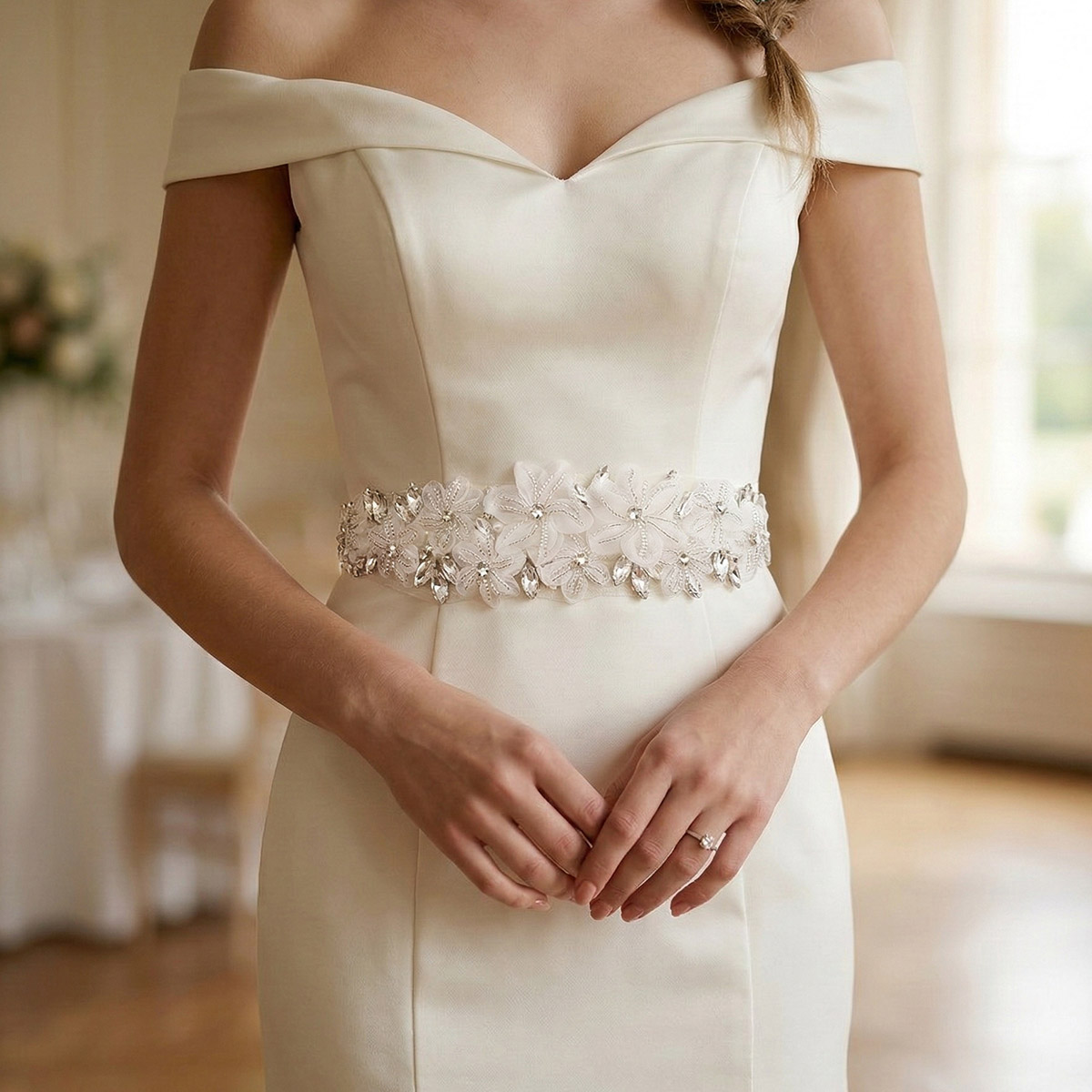 حزام زفاف رومانسي ثلاثي الأبعا - مراجعة Bridal Sash Ribbon وسعره