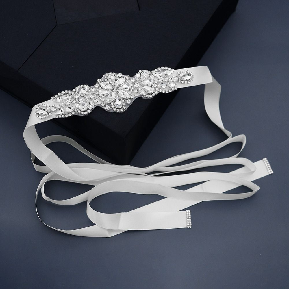 حزام زفاف فضي أنيق مرصع بالكري - مراجعة Bridal Sash Ribbon وسعره