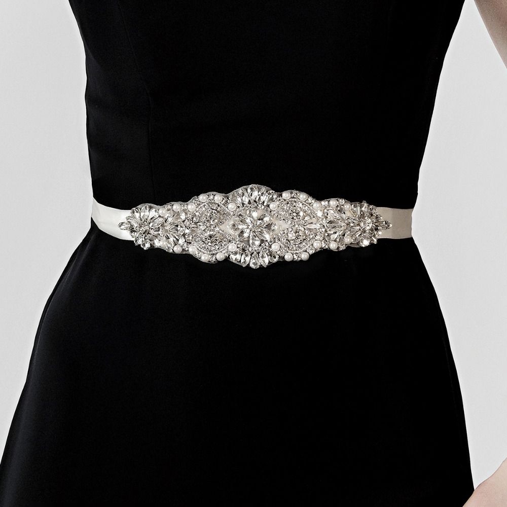 حزام زفاف فضي أنيق مرصع بالكري - مراجعة Bridal Sash Ribbon وسعره