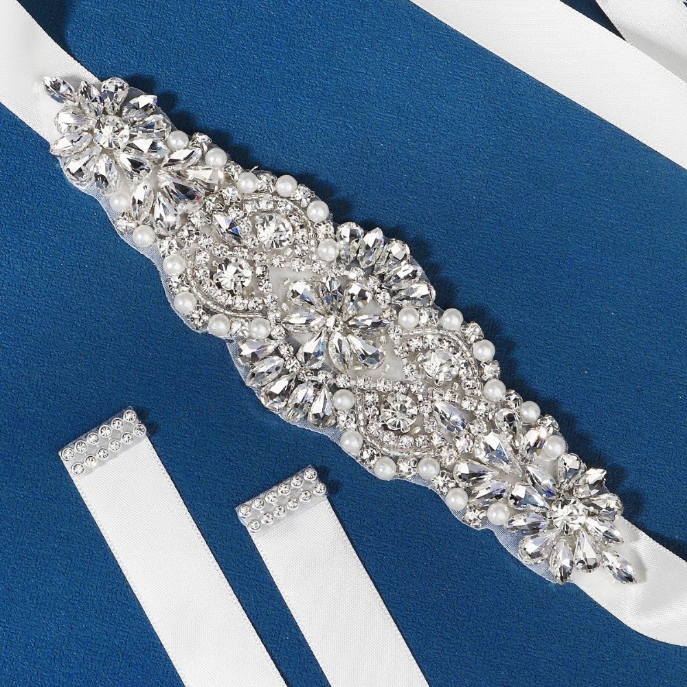 حزام زفاف طويل من الشريط الفضي - مراجعة Bridal Sash Ribbon وسعره