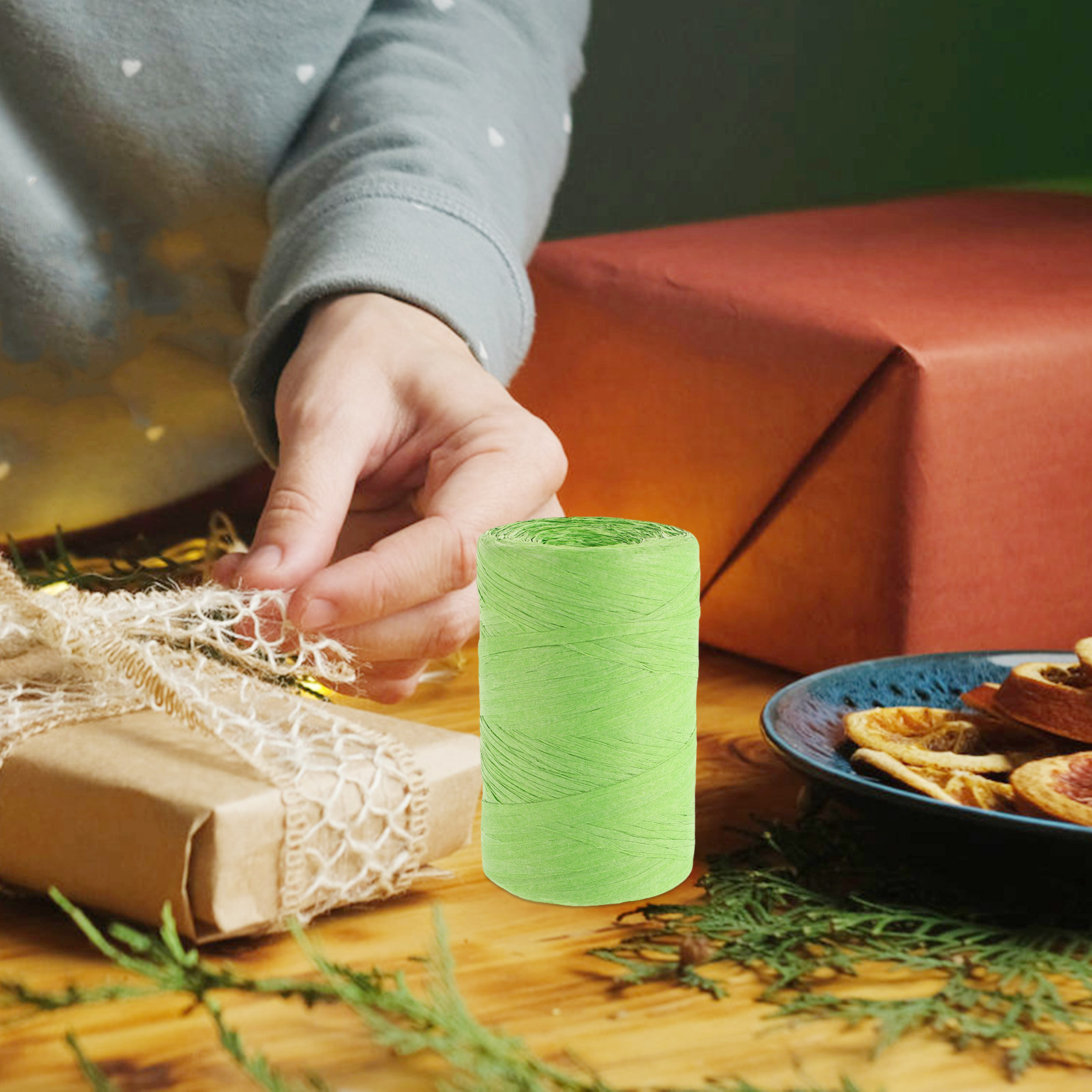 خيط ورق رافيا ملون بتصميم مسطح - مراجعة Papercraft Supply Ribbon وسعره