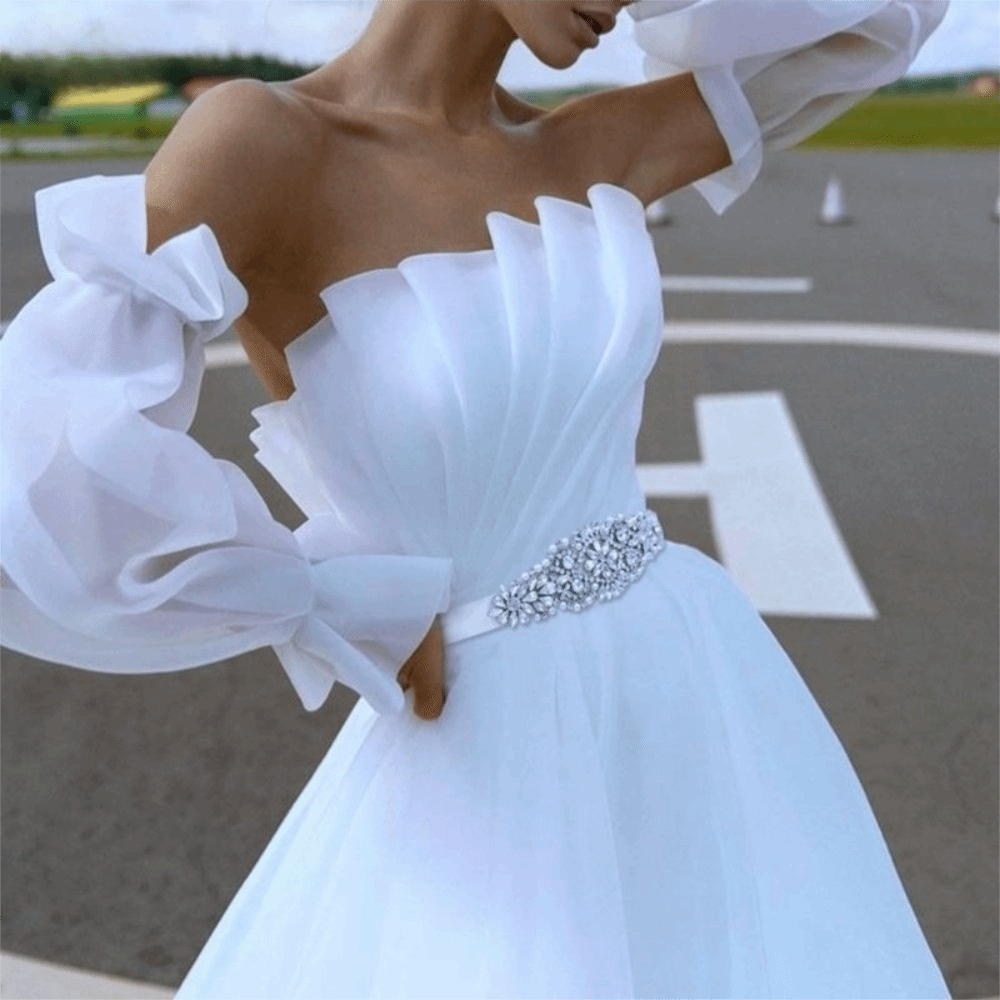 حزام زفاف أنيق بشريط فضي طويل  - مراجعة Bridal Sash Ribbon وسعره