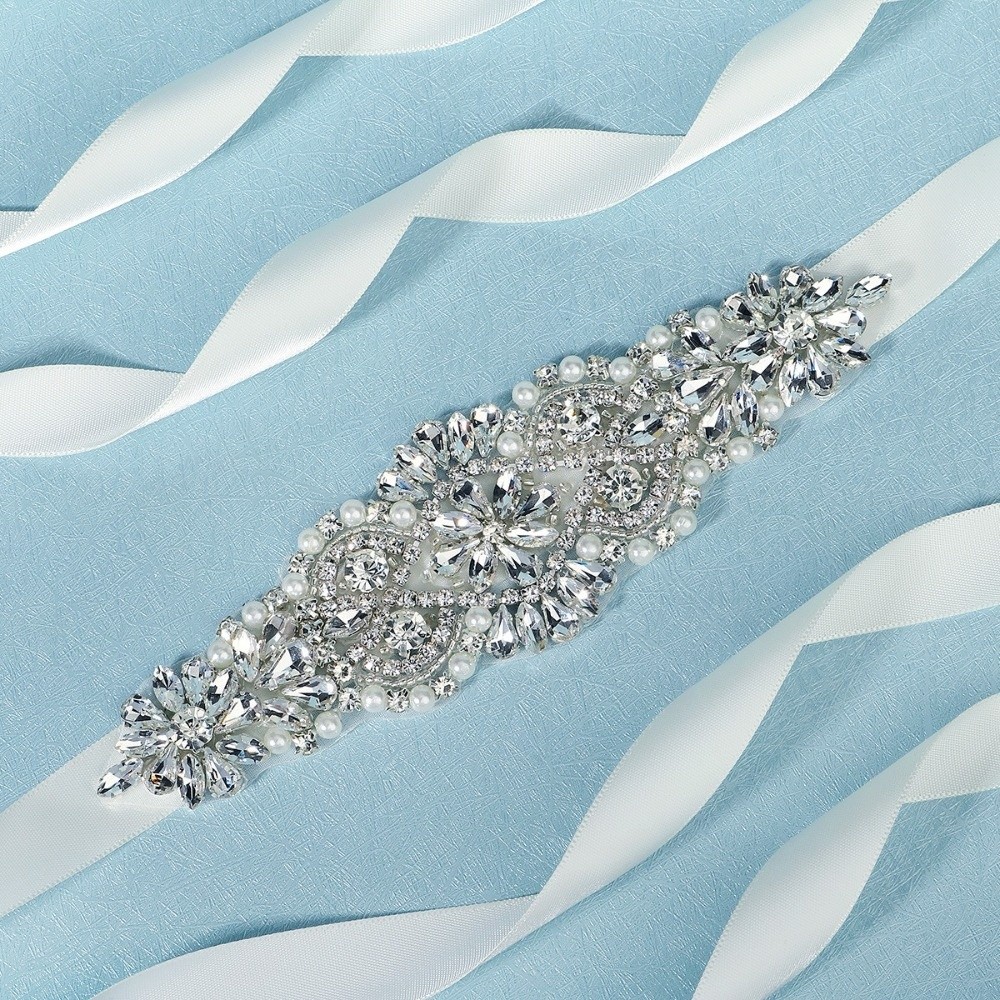 حزام زفاف أنيق بشريط فضي طويل  - مراجعة Bridal Sash Ribbon وسعره
